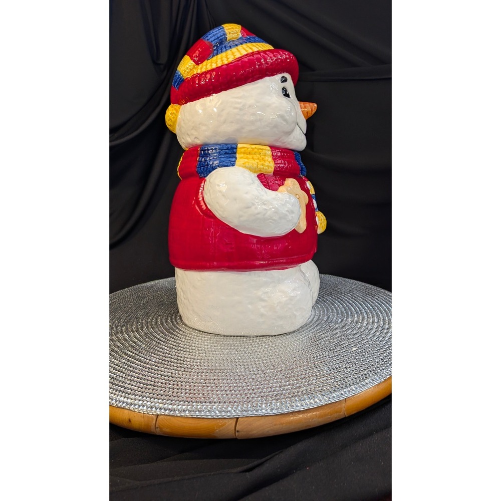 Snowman Cookie Jar 12" Tall, 7 1/2" Wide and 6 1/2" Deep